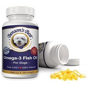 Benson's Best Omega-3 Fish Oil for Dogs (1000 mg) or Cats & Small Dogs (500 mg) - Provides 43% More Omega-3 Fatty Acids Than Salmon Oil! 100% Pure, Non-GMO, Natural Pet Food Supplement