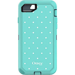 OtterBox Defender Series Case for iPhone SE (3rd and 2nd Gen) & iPhone 8/7 (Only - Not Plus) - Case Only - Non-Retail Packaging - Mint Dot (Tempest Blue/Aqua Mint/Mint Dot Graphic)
