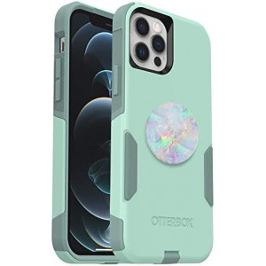 Bundle: OTTERBOX COMMUTER SERIES Case for iPhone 12 & iPhone 12 Pro - (OCEAN WAY) + PopSockets PopGrip - (OPAL)