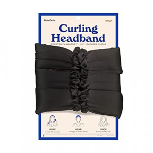 RobeCurls Original Heatless Curling Headband, Satin Headband Hair Accessory for Overnight Curls, (Black))