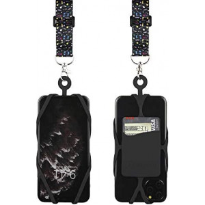 Gear Beast Cell Phone Lanyard - Universal Mobile Phone Lanyard with Case Holder, Card Pocket, Soft Neck Strap, and Adjustable Clip - Compatible with iPhone, Galaxy & Most Smartphones - Music Notes 
