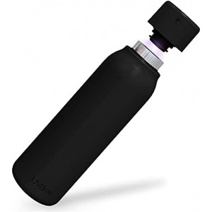 UVBrite Go Self-Cleaning UV Water Bottle - 18.6 oz Insulated Stainless-Steel Rechargeable & Reusable Purifying Bottle - Sterilization & Travel-Friendly - BPA Free - Leakproof with Safety Lock (Black)