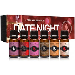 Date Night - Gift Set of 6 Premium Fragrance Oils - PS I Love You, Amber Romance, Secret Crush, Chocolate Fondue, Strawberry Champagne, and Love Spell - 10ML