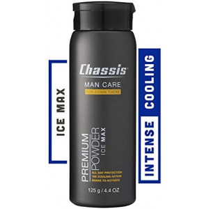 Chassis Ice Max Premium Body Powder for Men, Natural Deodorant with 10x The Cooling Sensation, Free of Talcum Powder, Parabens, and Menthol