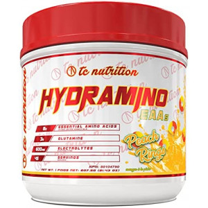 Hydramino EAA + BCAA Powder - Essential Amino Acids Supplement & Electrolyte Powder for Recovery, Strength, & Hydration, 7g BCAAs, 8g EAAs, 600mg Electrolytes, More. 45 Serv (Vegan, Peach Rings)