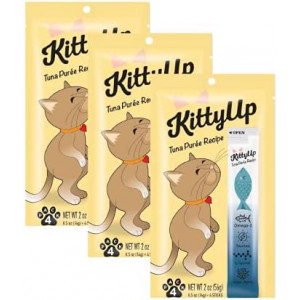 Kitty Up - Lickable Cat Treat Pouches for Indoor Cats - All Natural Tuna Puree Tube Treats - Kitten and Senior Soft Wet Cat Food - Limited Ingredient - Grain Free with Lysine .05 oz ea.