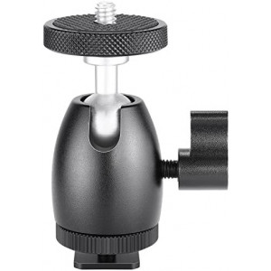 Neewer Mini Ball Head 1/4 inch Screw with Lock and Hot Shoe Mount Adapter Compatible with LED Light,Ring Light,Load Up to 4.4 pounds/2 kilograms