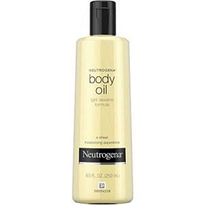 Neutrogena Body Oil Light Sesame Formula, Dry Skin Moisturizer & Hydrating Body Massage Oil, for Radiant & Healthy Looking Glow, Nourishing Bath Oil for Sheer Moisture, 8.5 fl. oz