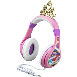Disney Princess Kids Headphones For Kids Adjustable Stereo Tangle-Free 3.5Mm Jack Wired Cord Over Ear Headset For Children Parental Volume Control Kid Friendly Safe (Frustration Free Packaging), DP-140.EXv6, Pink