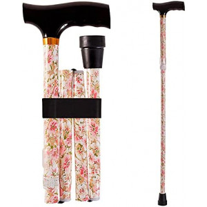 DMI Walking Cane, Walking Stick, Foldable Canes for Men, Walking Cane for Women, Walking Sticks for Seniors, Foldable Mobility and Daily Living Aids, Adjusts from 33-37, Floral