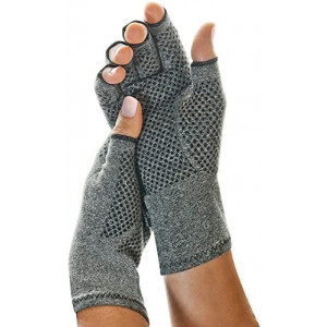 IMAK Compression Active Gloves, Medium – Arthritis, Fibromyalgia, Neuropathy, Joint Pain, & Rheumatoid Support – Fingerless Compression Gloves - All Day Support