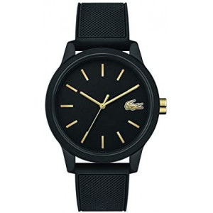Lacoste Men's l.12.12.Quartz Tr-90 and Rubber Strap Casual Watch, Color: Black (Model: 2011010)