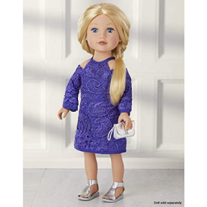 Journey Girls 18-Inch Doll Fashion Outfit Set Dark Blue Lace Dress with Shoes and Purse, Amazon Exclusive, by Just Play
