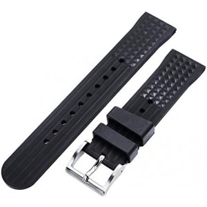 20mm FKM06 Black Waterproof Rubber Watch Band, Water and dust Proof