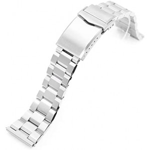 MiLTAT 20mm Quick Release Watch Band Straight End, Hexad III 316L Stainless Steel Brushed V-Clasp