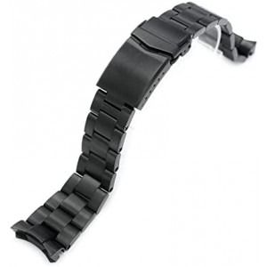 MiLTAT 22mm Watch Band Compatible with 5KX SRPD79, 316L Stainless Steel DLC Black Coating Super-O Boyer
