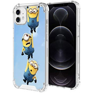 Clear iPhone 12 Case, iPhone 12 Pro Case Cartoon Design Soft TPU Bumper and Anti-Scratch PC with 4 Corners Shockproof Protection, Phone for 6.1 in (Group-Minions)