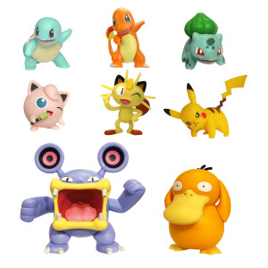 Pokemon Battle Figure Multipack (8-Pack) - 2" Squirtle, 2" Bulbasaur, 2" Charmander, 2" Pikachu #4, 2" Meowth, 2" Jigglypuff, 3" Loudred, and, 3" Psyduck