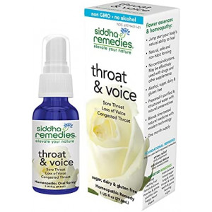 Siddha Remedies Throat & Voice Homeopathic Oral Spray for Sore, Strained Throat | Helpful for Releasing Stress in Throat and Neck | 100% Natural Homeopathic Medicine with Cell Salts & Flower Essences
