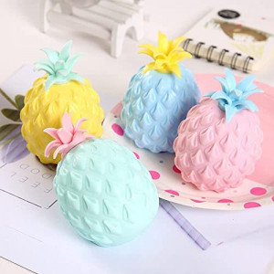 4 Pcs Pineapple Stress Ball, Fidget Toys Ball for Pressure Release Party Gifts (Random Color)