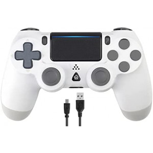 Donop Wireless Controller for PS4 / Slim/Pro, Compatible with PS4 Console, with Charging Cable (White)