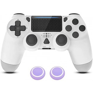 Bluetooth Controller For PS4, Zamia Wireless Gamepad Remote Controller with Dual Vibration for PS4/ Pro/Slim, 3.5mm Headset Jack, 6-axis Gyro Sensor, Classic White