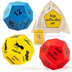 Covelico Fitness Dice for Kids | Large Foam Dice | Active Games | Big Dice Pe Equipment | Outside Play Equipment for Kids Movement Breaks | Exercise Dice for Kids Recess Toys | Kids Workout Equipment