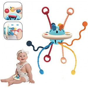 Montessori Baby Toys for 1 Year Old,Sensory Toys 12-18 Months,UFO Pull String Activity Toddler Bath Toys for Travel, Boys Girls Birthday Gift