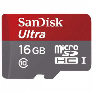 SanDisk Ultra 16GB UHS-I/Class 10 Micro SDHC Memory Card Up To 48MB/s With Adapter- SDSDQUAN-016G-G4A [Newest Version]