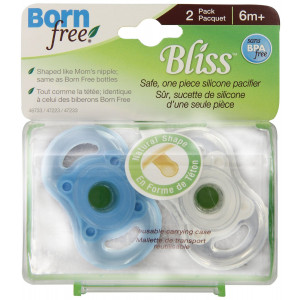 Born Free BPA-Free Bliss Natural Shape Pacifier, Blue, 6M+