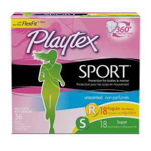 Playtex Sport Tampons Multipack, Unscented Regular/Super Absorbency, 36 Count