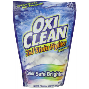 Oxiclean 2 In 1 Stain Fighter with Color Safe Brightener Power Packs, 26 Count