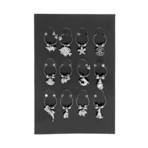 Set of 12 Land and Sea Wine Glass Charms - 8351 with Storage Bag