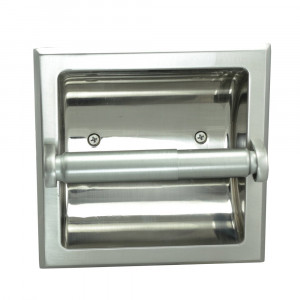 Designers Impressions Satin Nickel Recessed Toilet / Tissue Paper Holder All Metal Contruction - Mounting Bracket Included