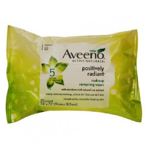 Aveeno Positively Radiant Makeup Removing Wipes, 25 Count