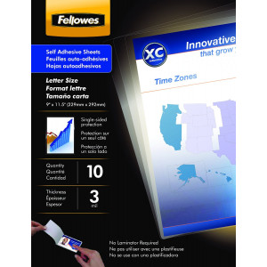 Fellowes Laminating Sheets, Self Adhesive, Letter Size, 3 Mil, 10 Pack (5221501)