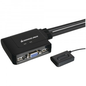 IOGEAR 2-Port USB KVM Switch with Cables and Remote GCS22U (Black)