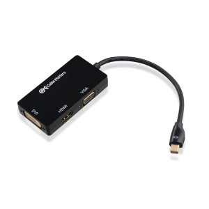Cable Matters Mini DisplayPort (Thunderbolt™ Port Compatible) to HDMI/DVI/VGA Male to Female 3-in-1 Adapter in Black