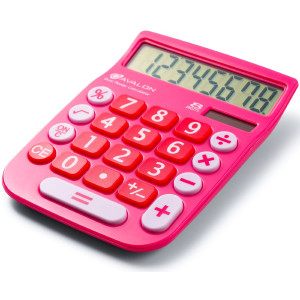 Avalon 8 Digit Dual Powered Desktop Calculator, LCD Display, Pink