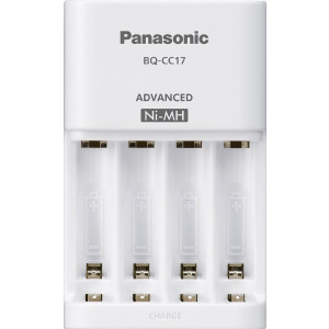 Panasonic BQ-CC17SBA eneloop Advanced Individual Battery Charger with 4 LED Charge Indicator Lights, White