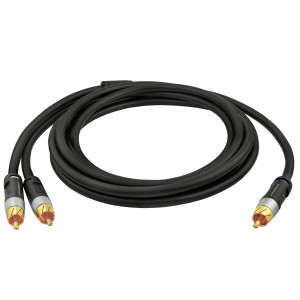 Mediabridge ULTRA Series RCA Y-Adapter (8 Feet) - 1-Male to 2-Male for Digital Audio or Subwoofer - Dual Shielded with RCA to RCA Gold-Plated Connectors - Black - (Part# CYA-1M2M-8B )