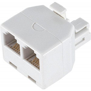 Ge 26191 Duplex Wall Jack Adapter (White, 4-Conductor)