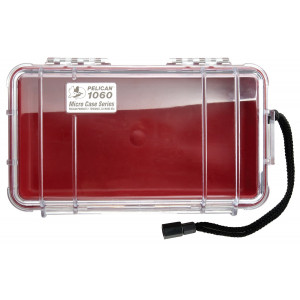 Pelican 1060 Micro Case, Red with Clear Lid
