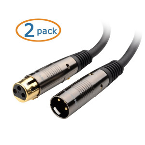 Cable Matters 2-Pack, Gold Plated XLR Male to Female Microphone Cable 3 Feet