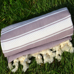 Old Lavender Turkish Towel Peshtemal - 100% Natural Dyed Cotton - for Beach Spa Bath Swimming Pool Hammam Sauna Yoga Pilates Fitness Gym Picnic Blank