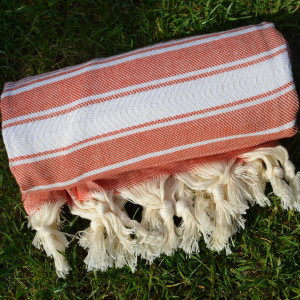 Mexican Red Turkish Towel Peshtemal - 100% Natural Dyed Cotton - for Beach Spa Bath Swimming Pool Hammam Sauna Yoga Pilates Fitness Gym Picnic Blanke