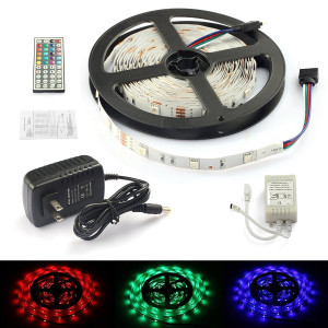 Rxment Led Strip Lights Complete Kit 5 Meters 5050 RGB 150Leds Full Kit with 44 Keys IR Remote +Control Box+2A Power Supply for Home Lighting and Kit