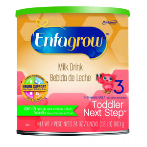 Enfagrow Toddler Next Step Vanilla Powder Can, for Toddlers 1 Year and Up, 24 Ounce Powder Formula (Packaging May Vary)