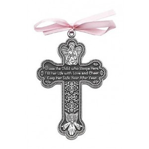 Cathedral Art CM7 Baby Girl Cross Crib Medal, 3-Inch High