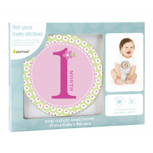 Pearhead Baby Milestone Stickers, Pink